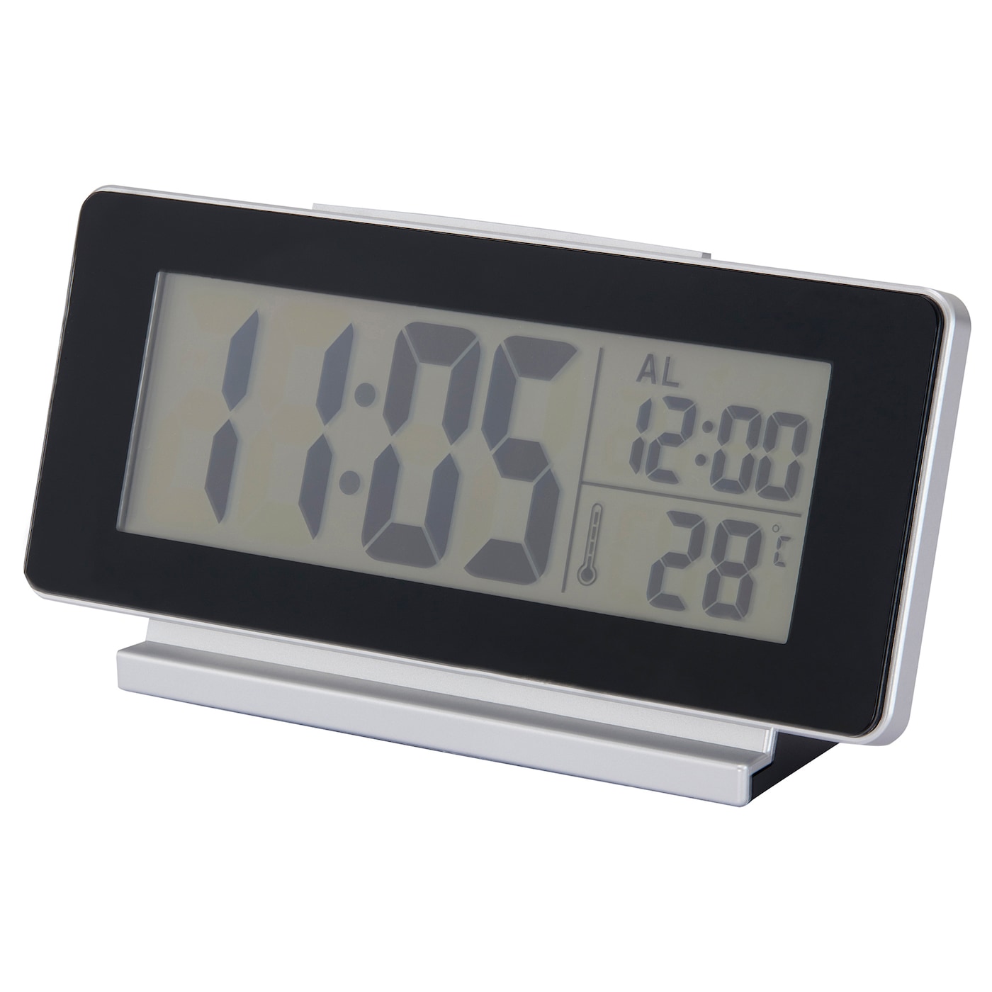 цена FILMIS Часы/термометр/будильник, низкое напряжение/черный, 16,5x9 см IKEA
