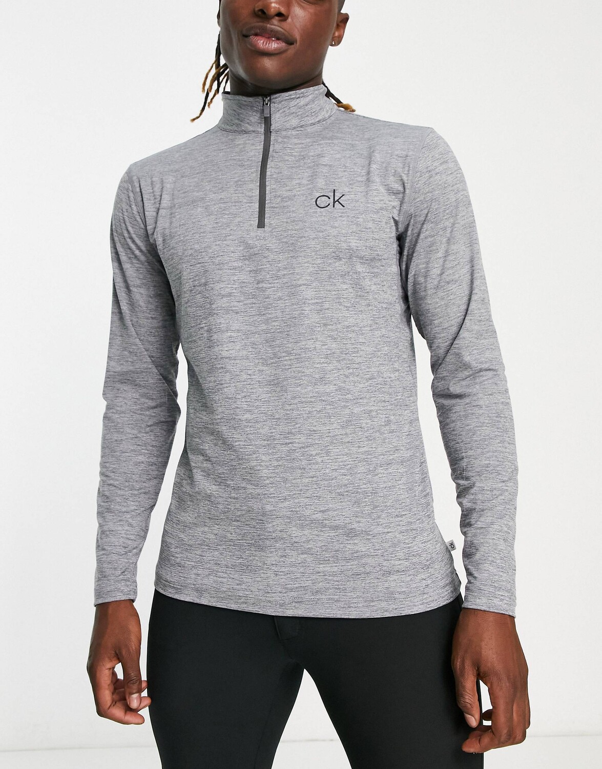 

Серый топ с длинными рукавами на молнии 1/4 Calvin Klein Golf Newport