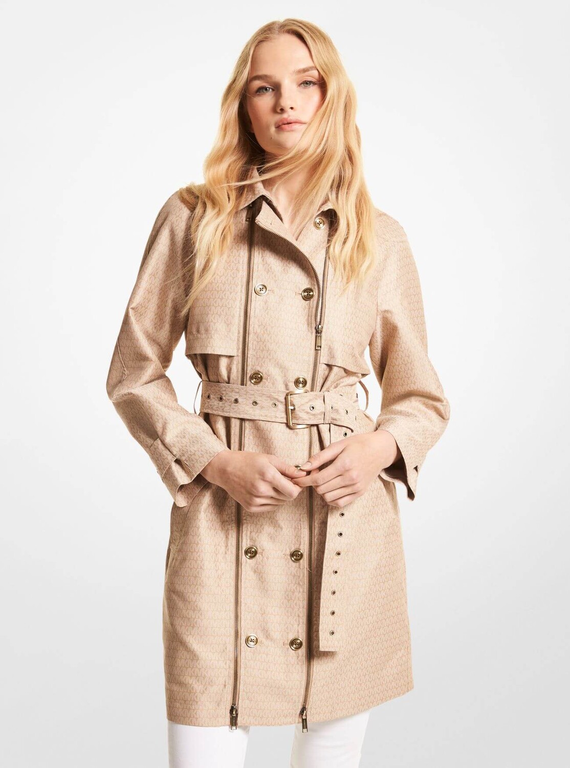 

Тренч Michael Michael Kors Jacquard Double-Zip, бежевый