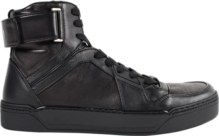 

Кроссовки Gucci High Top Logo Velcro Strap Sneaker, черный