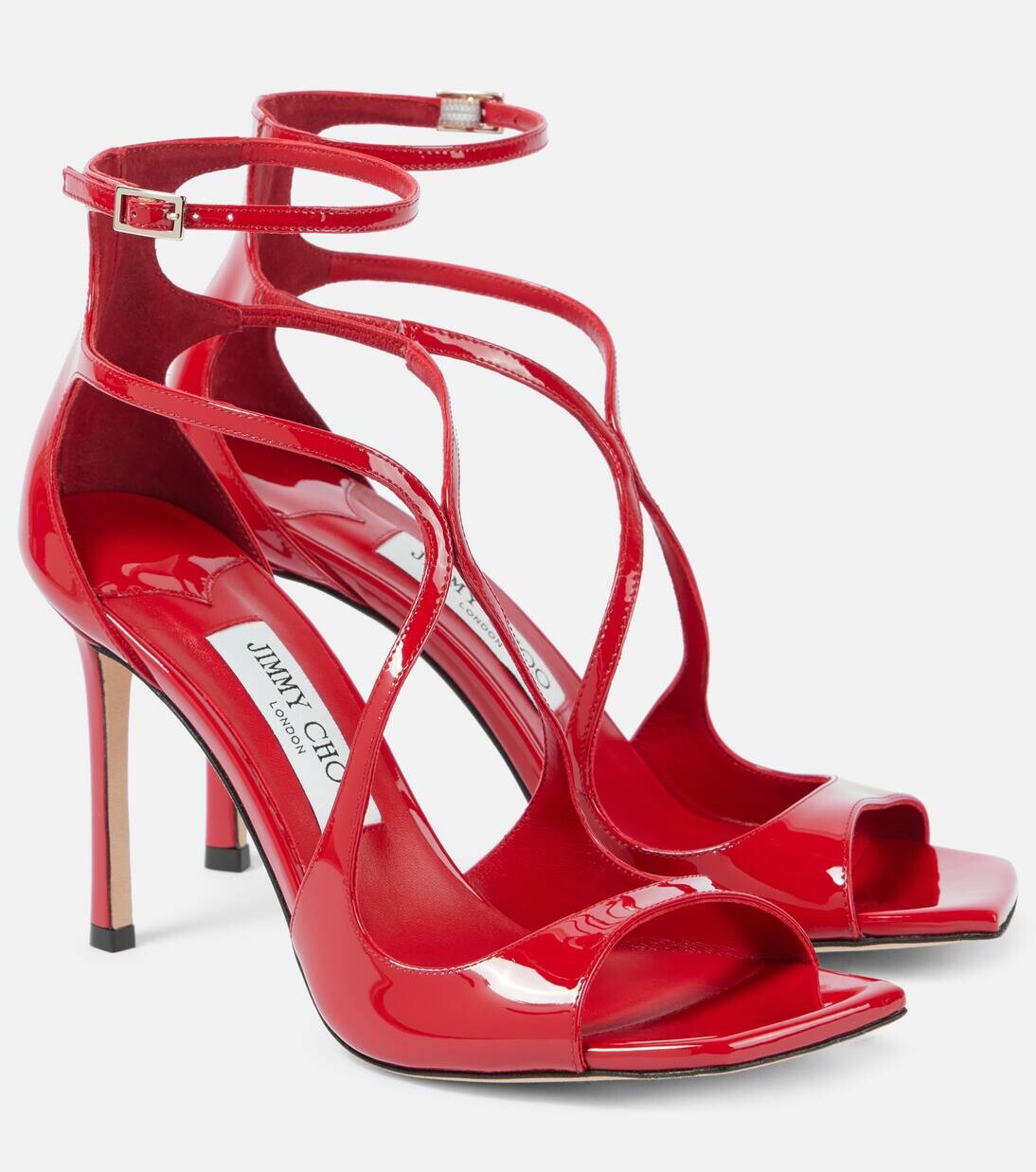 

Сандалии Azia 95 из лакированной кожи Jimmy Choo, цвет postbox red