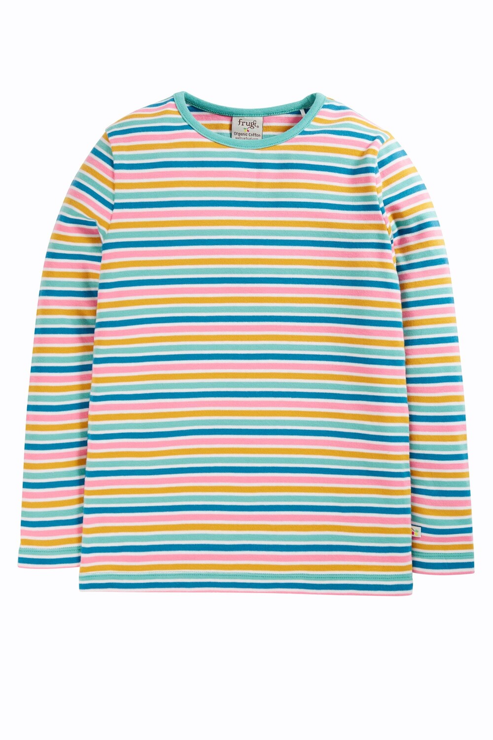 

Футболка с длинными рукавами и яркими полосками Frugi, розовый