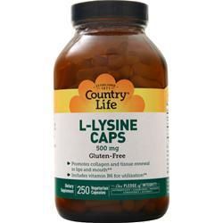 Country Life L-лизин (500 мг) 250 вег капсул l лизин country life 1000 мг 250 таблеток