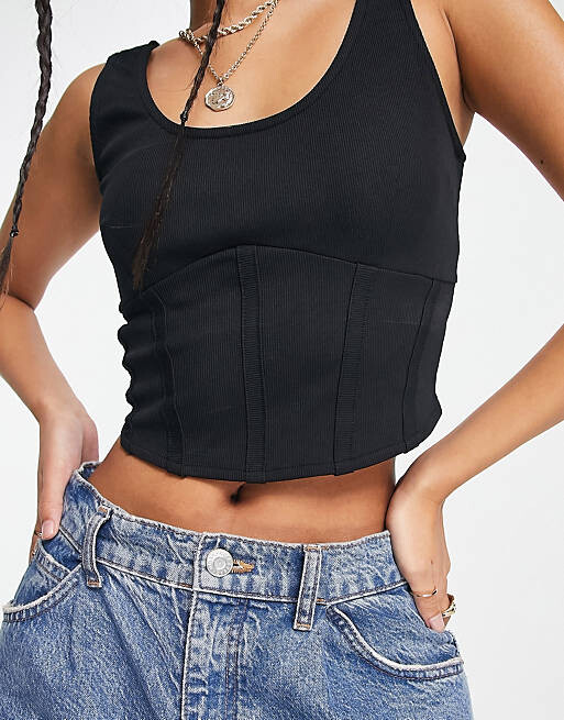 

Черный корсетный топ Vero Moda