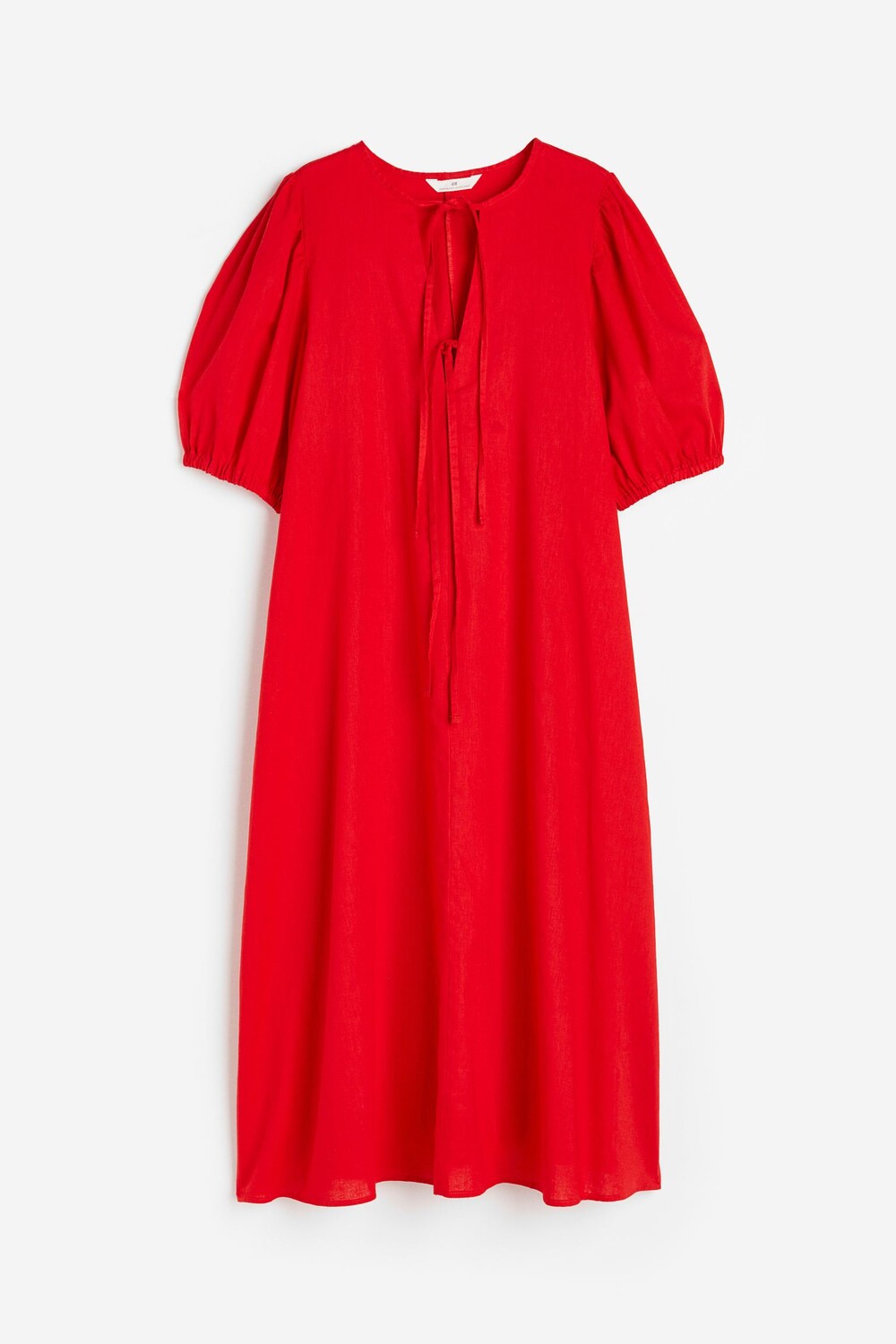 

Платье H&M Tie-detail Linen-blend, красный