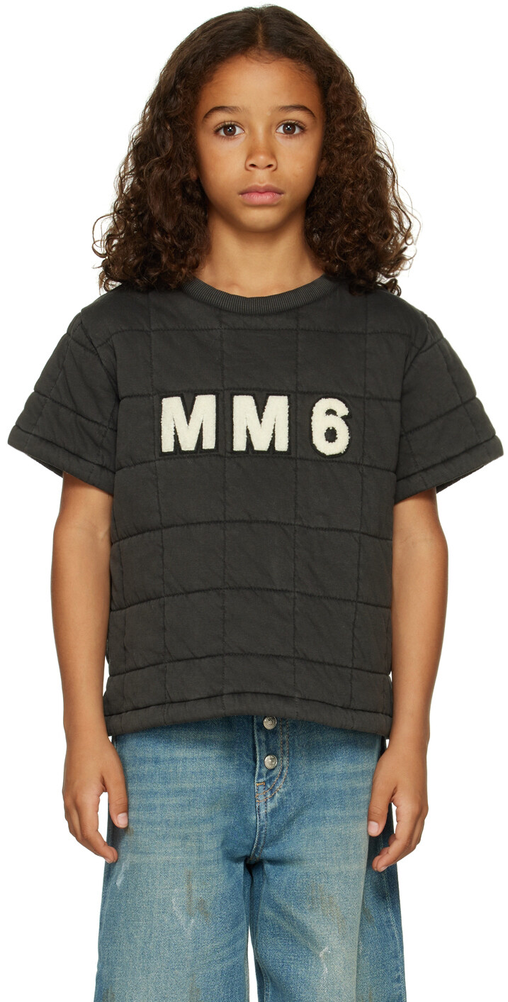

Детская серая стеганая футболка MM6 Maison Margiela, Серый, Детская серая стеганая футболка MM6 Maison Margiela