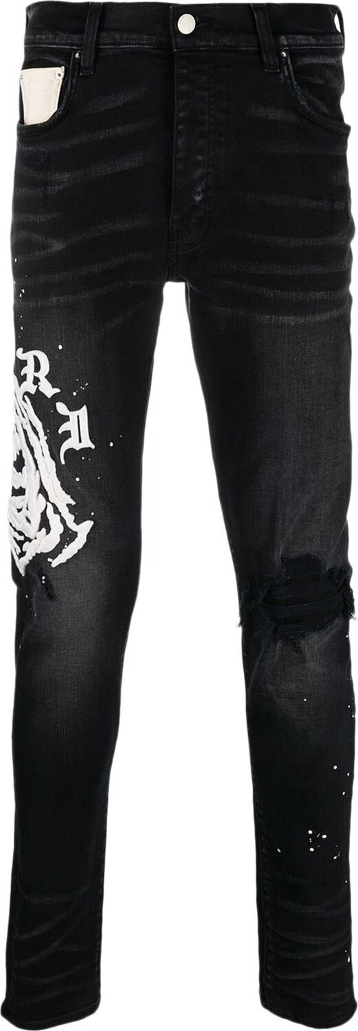 

Джинсы Amiri x Wes Lang Reaper Logo Jean 'Aged Black', черный
