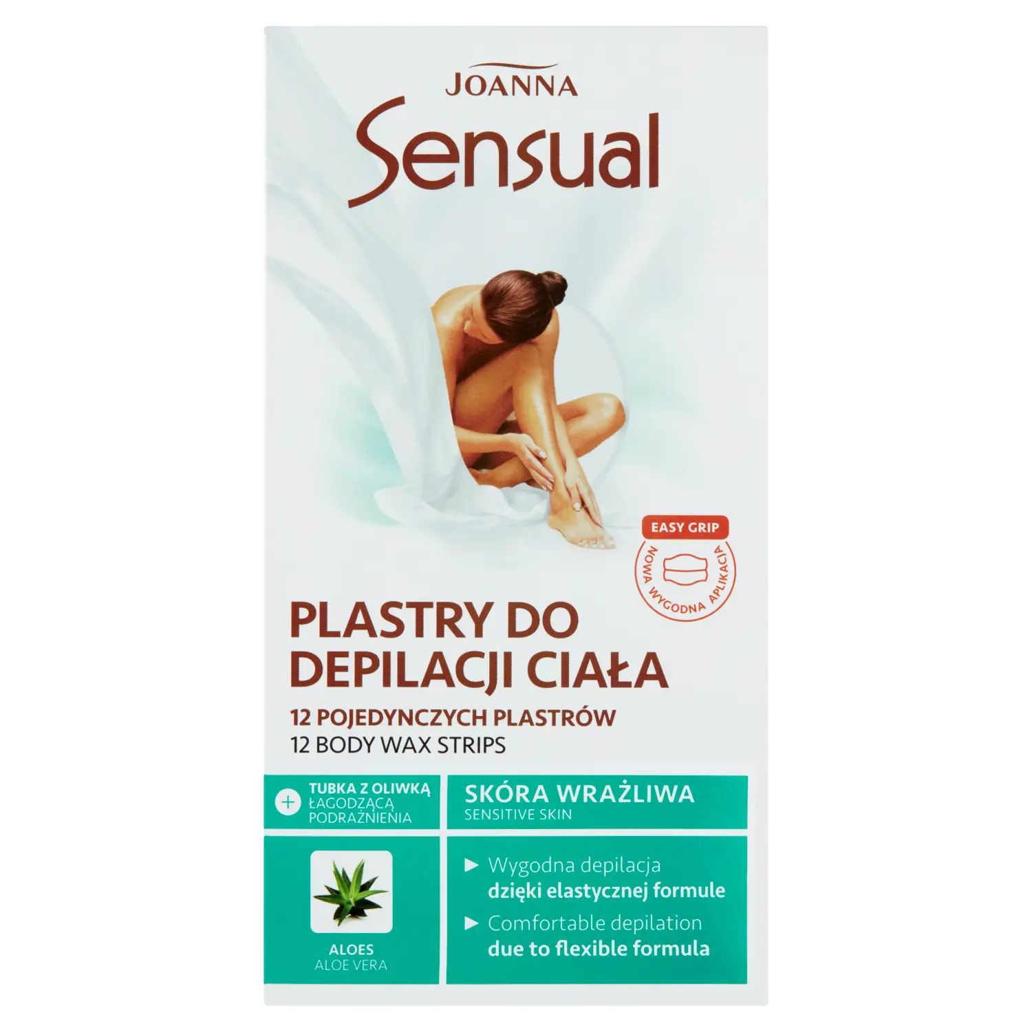 

Joanna Sensual полоски для депиляции тела с экстрактом алоэ вера для чувствительной кожи, 12 шт./1 упаковка.