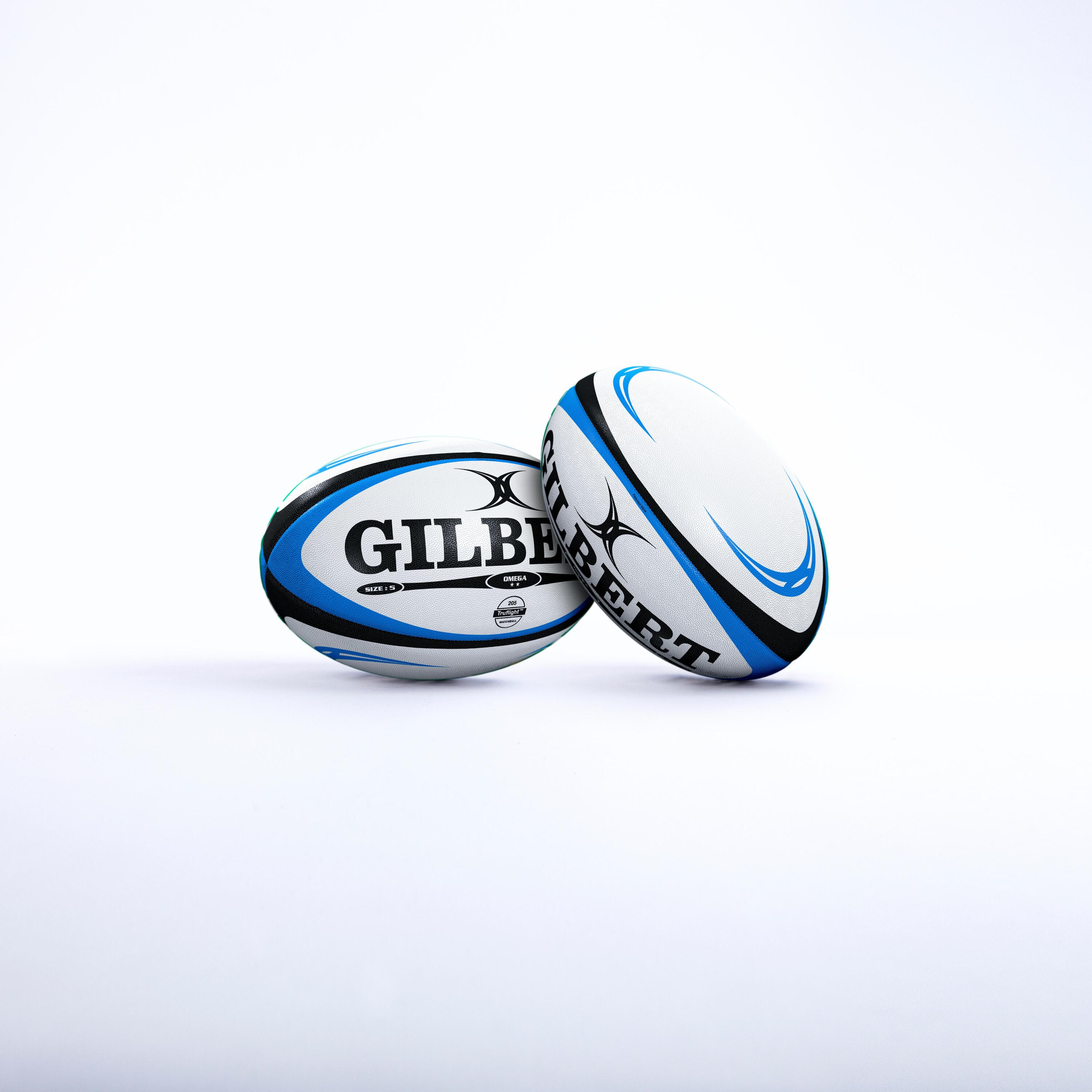 Мяч для регби размер 5 - Gilbert Omega белый/синий