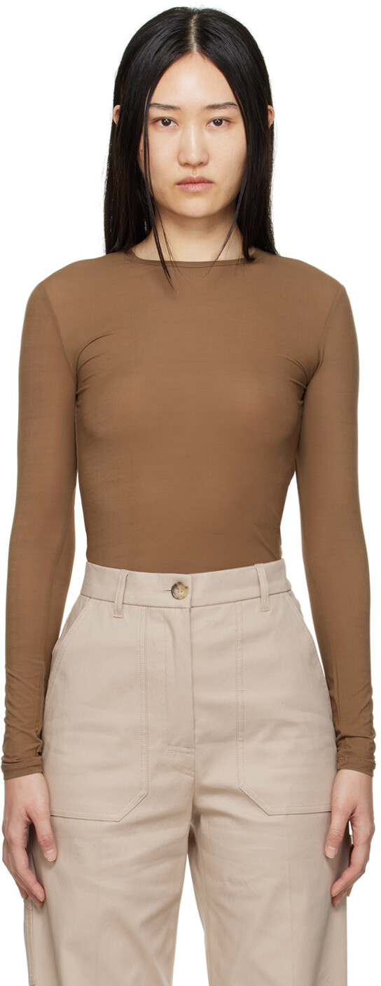 

Коричневая футболка с длинным рукавом Gazza Max Mara, Коричневый