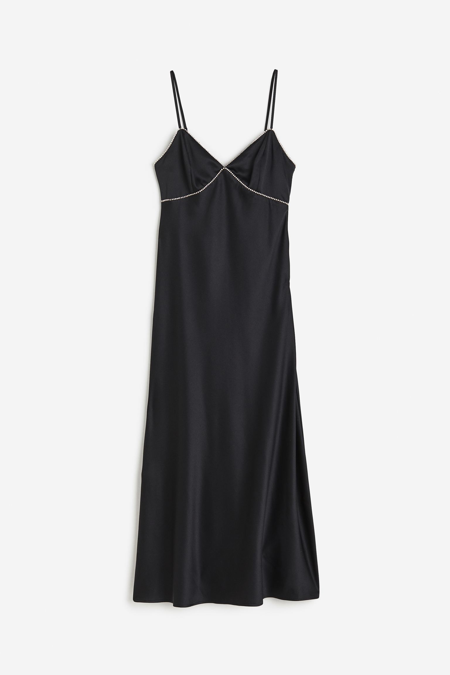 Платье H&M Rhinestone-embellished Satin, черный