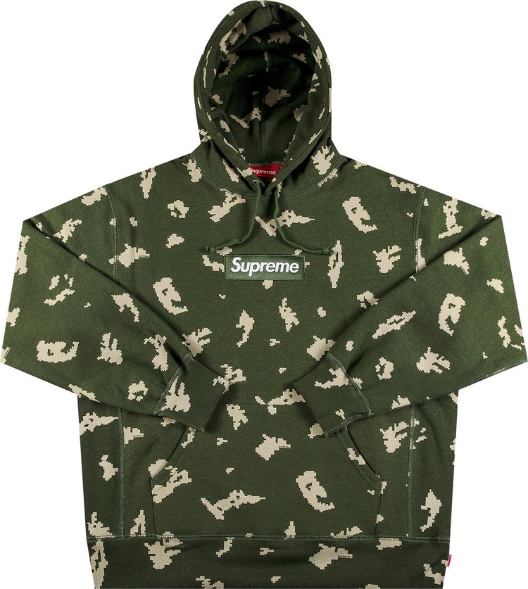 Толстовка Supreme Box Logo Hooded Sweatshirt 'Olive Russian Camo', зеленый - фото