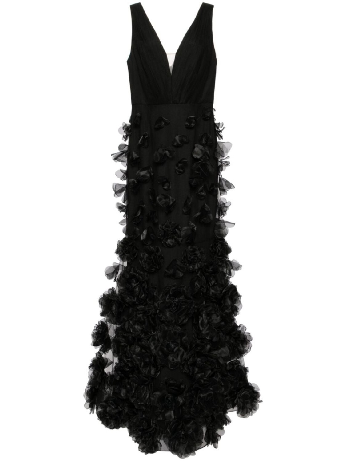 

Marchesa Notte платье из тюля с цветочной аппликацией, черный