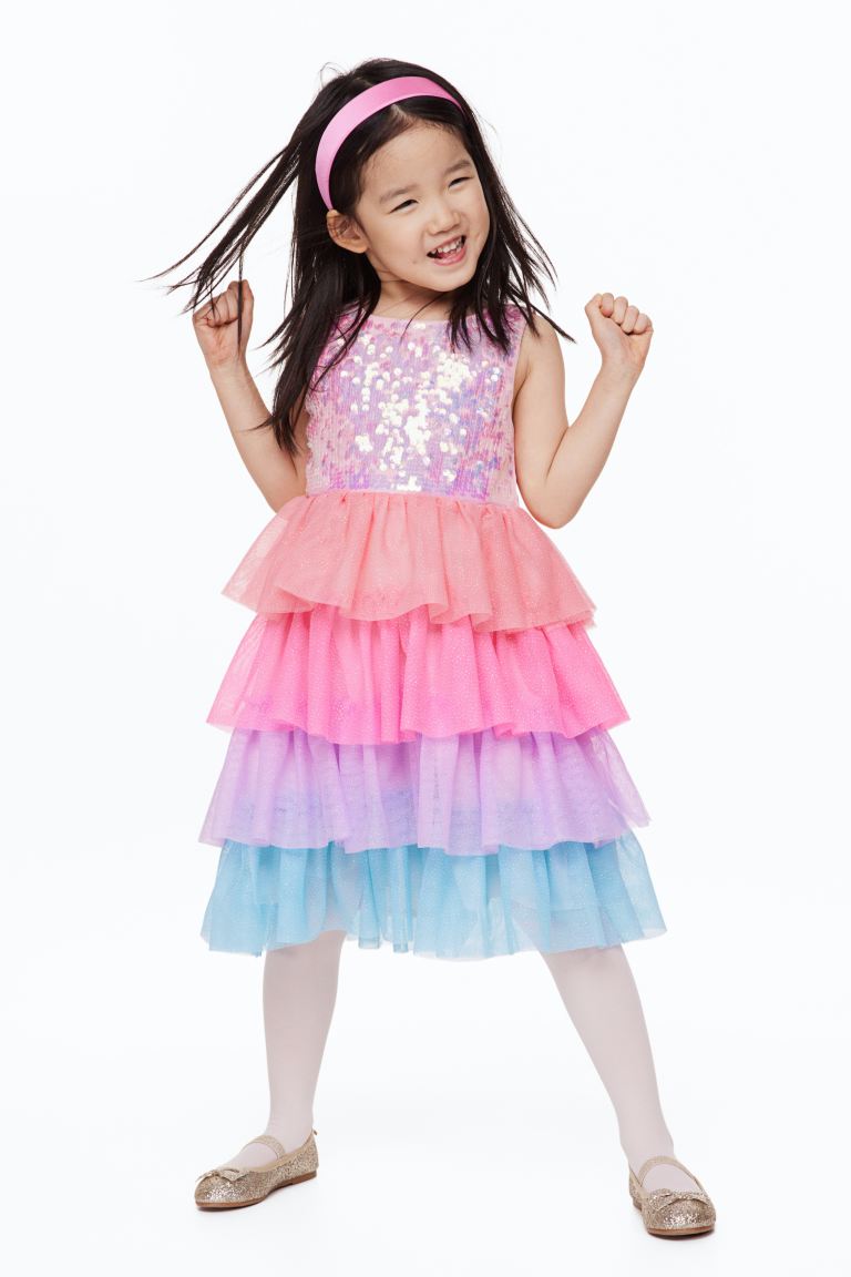 Платье из тюля с пайетками H&M, светло-розовый цена и фото