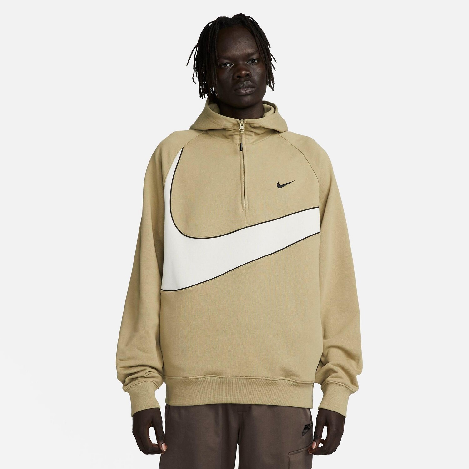 

Мужская флисовая худи с молнией до половины Nike Swoosh, бежевый