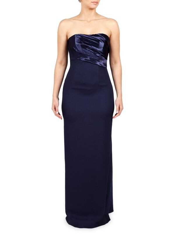 

Платье-колонна без бретелек из атласа и крепа Rene Ruiz Collection Navy