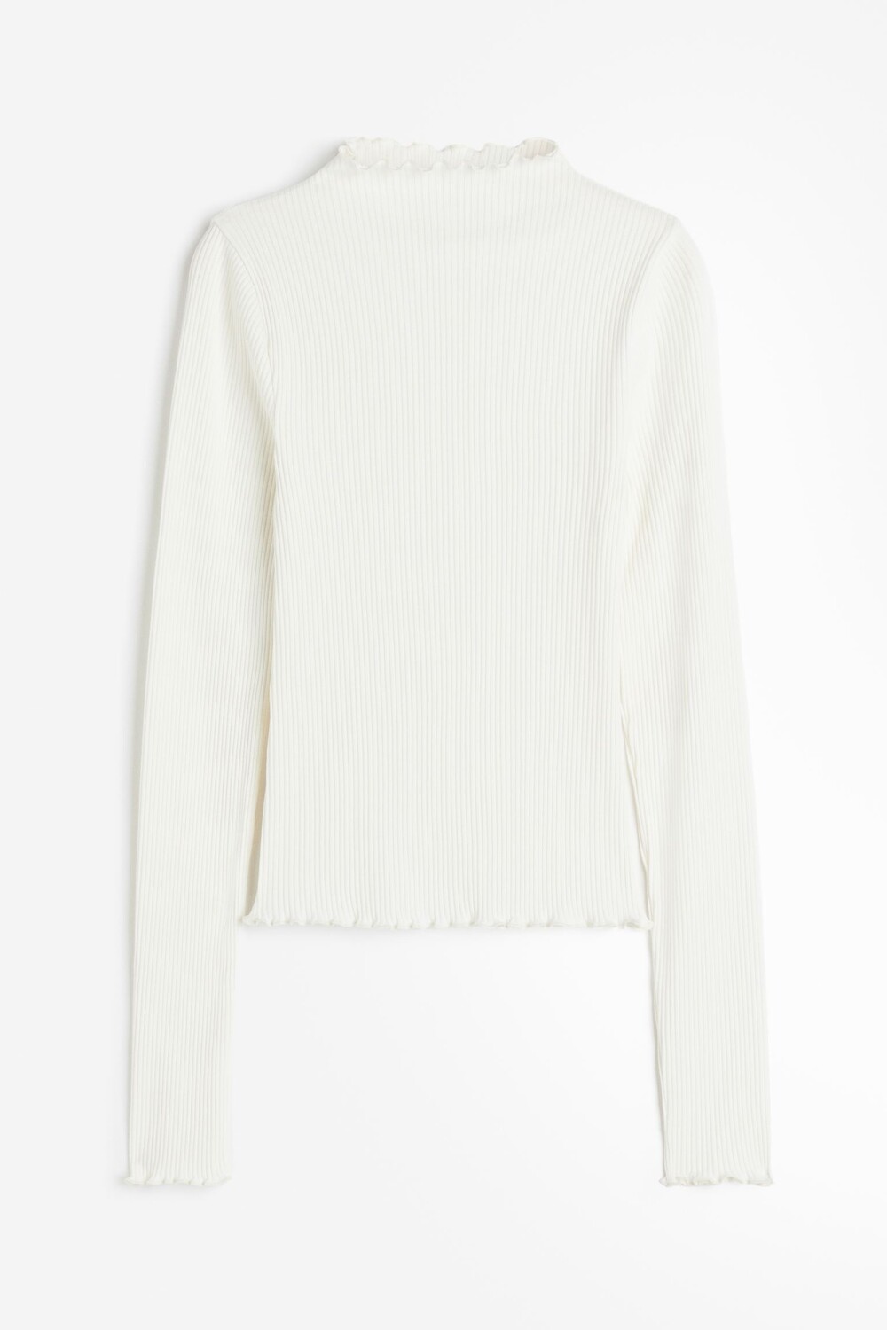 

Лонгслив H&M Ribbed With Overlocked Edges, белый