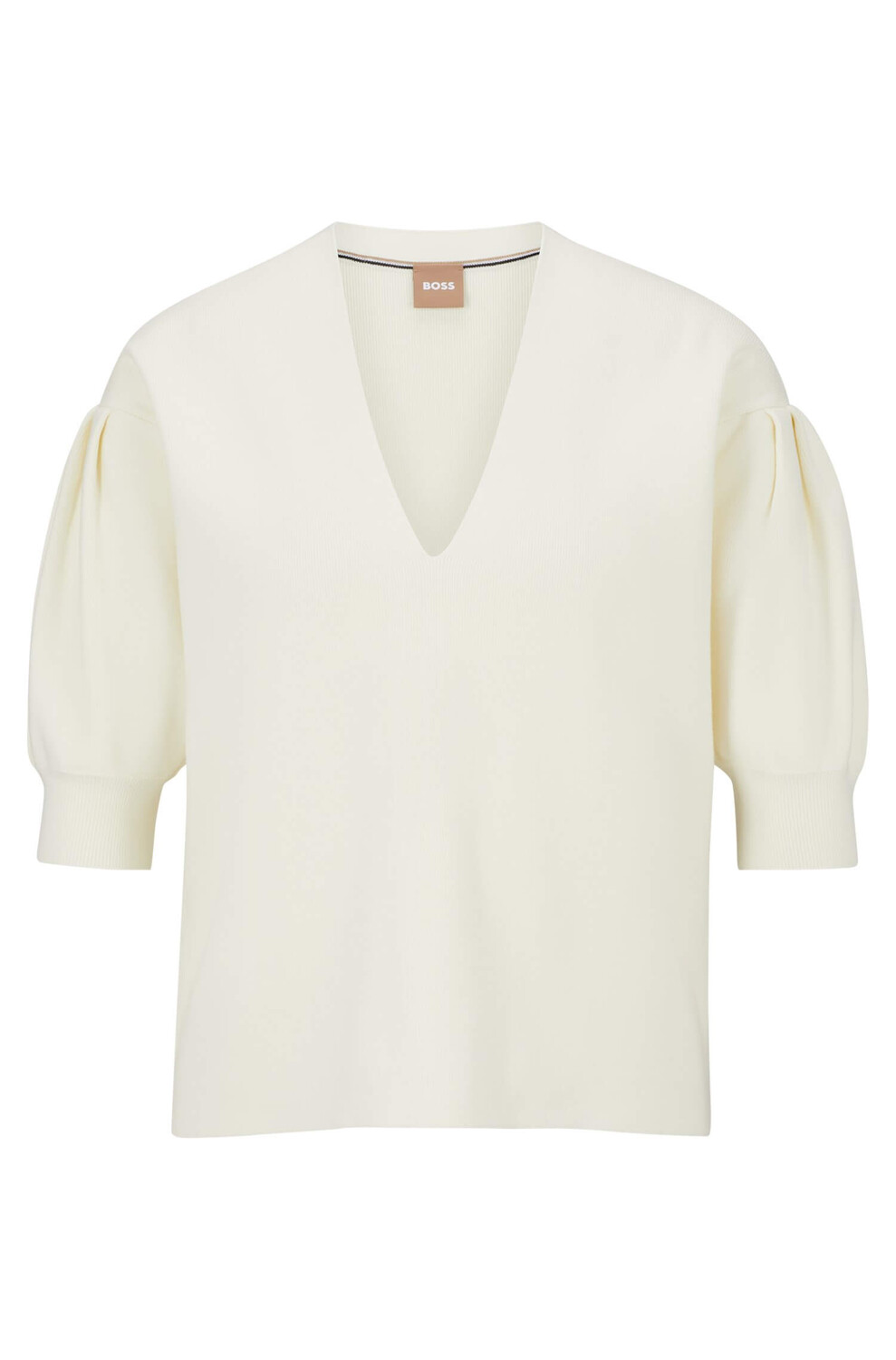 

Свитер Boss V-neck With Puff Sleeves, кремовый, Бежевый