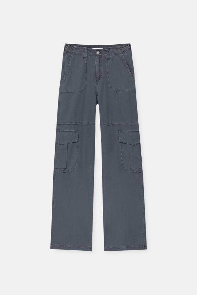 

Брюки Pull&Bear Adjustable Waist Cargo, темно-серый