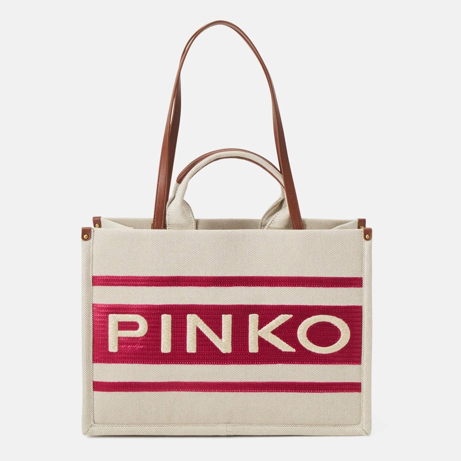 

Сумка-тоут Pinko Shopper Riciclato, кремовый/малиновый