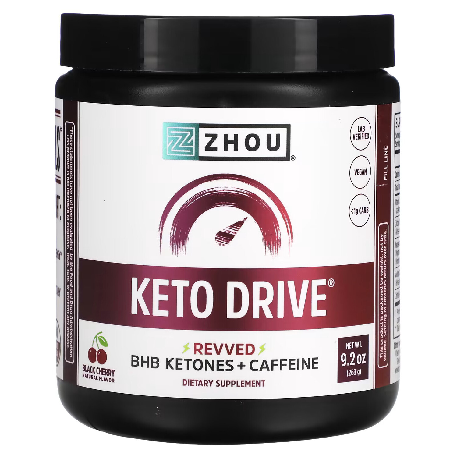 

Zhou Nutrition, Keto Drive, Revved, черная вишня, 263 г (9,2 унции)