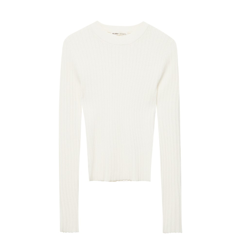 

Джемпер Pull&Bear Fine Knit Ribbed, кремовый, Бежевый