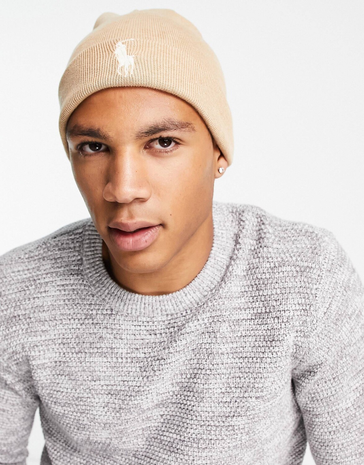 

Коричневая шапка из хлопка пима с логотипом Polo Ralph Lauren