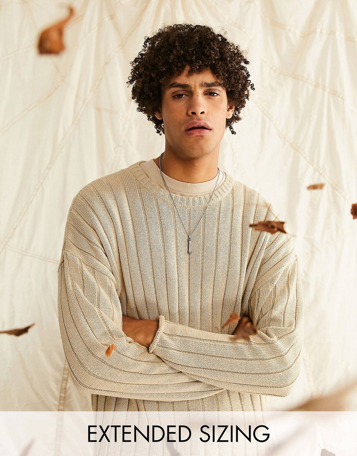 

Овсяный джемпер свободного кроя в рубчик ASOS DESIGN