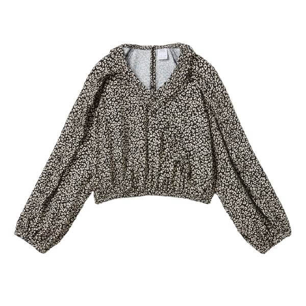 

Блузка Zara Kids Printed Ruffled, черный/кремовый