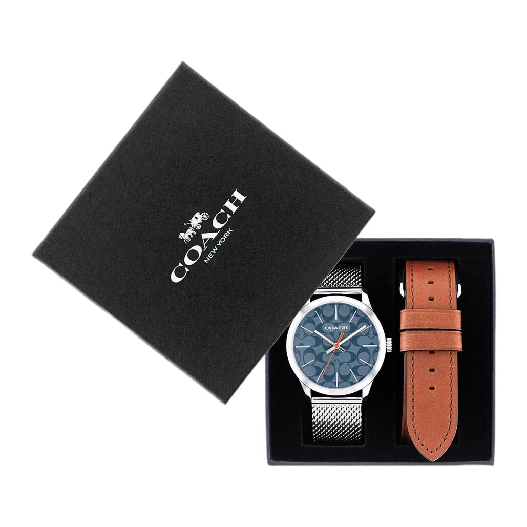 

Подарочный набор Coach Outlet Baxter Watch Boxed, 39 мм, серебряный/коричневый