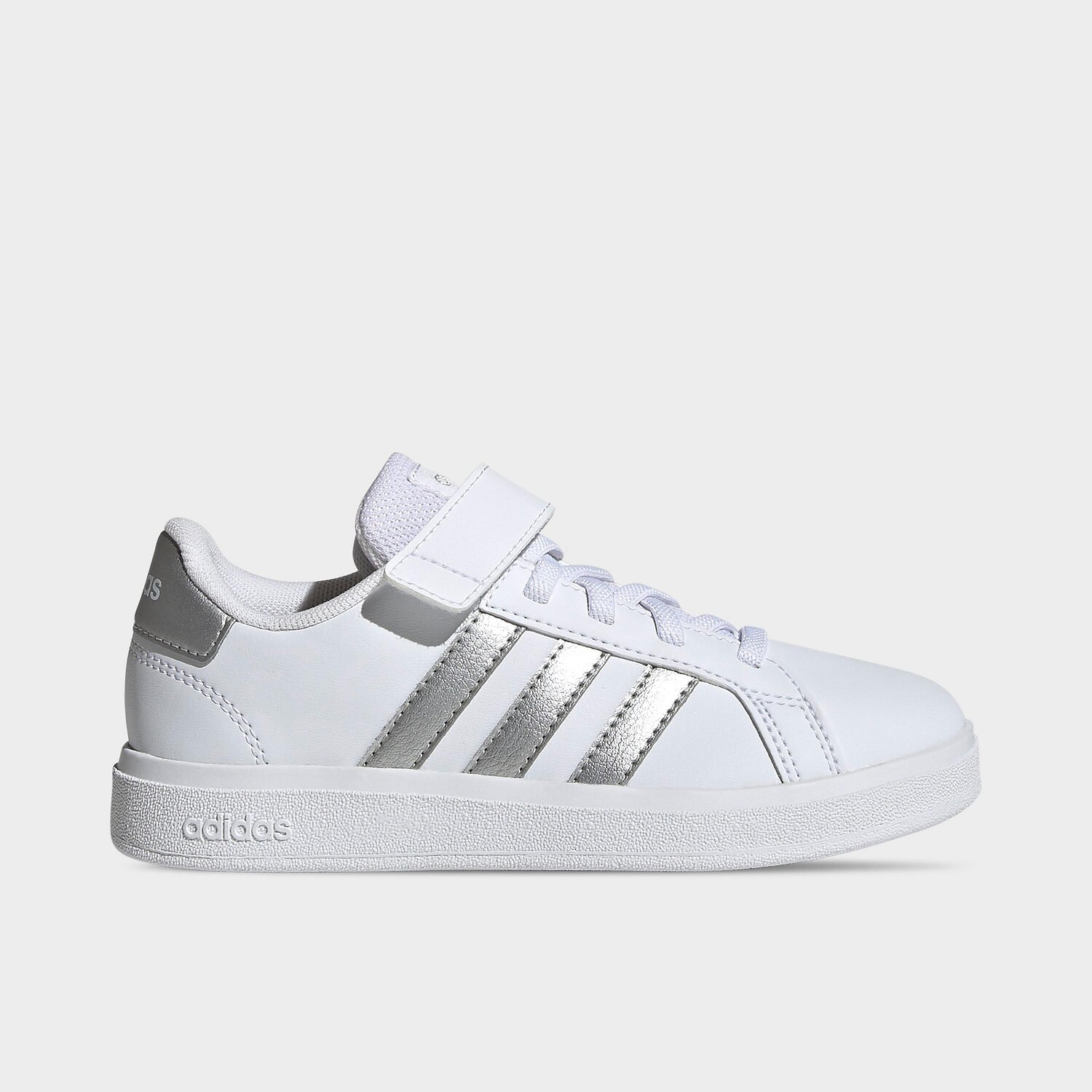 

Детская повседневная обувь Adidas Grand Court с эластичным кружевом на крючках и петлях, белый