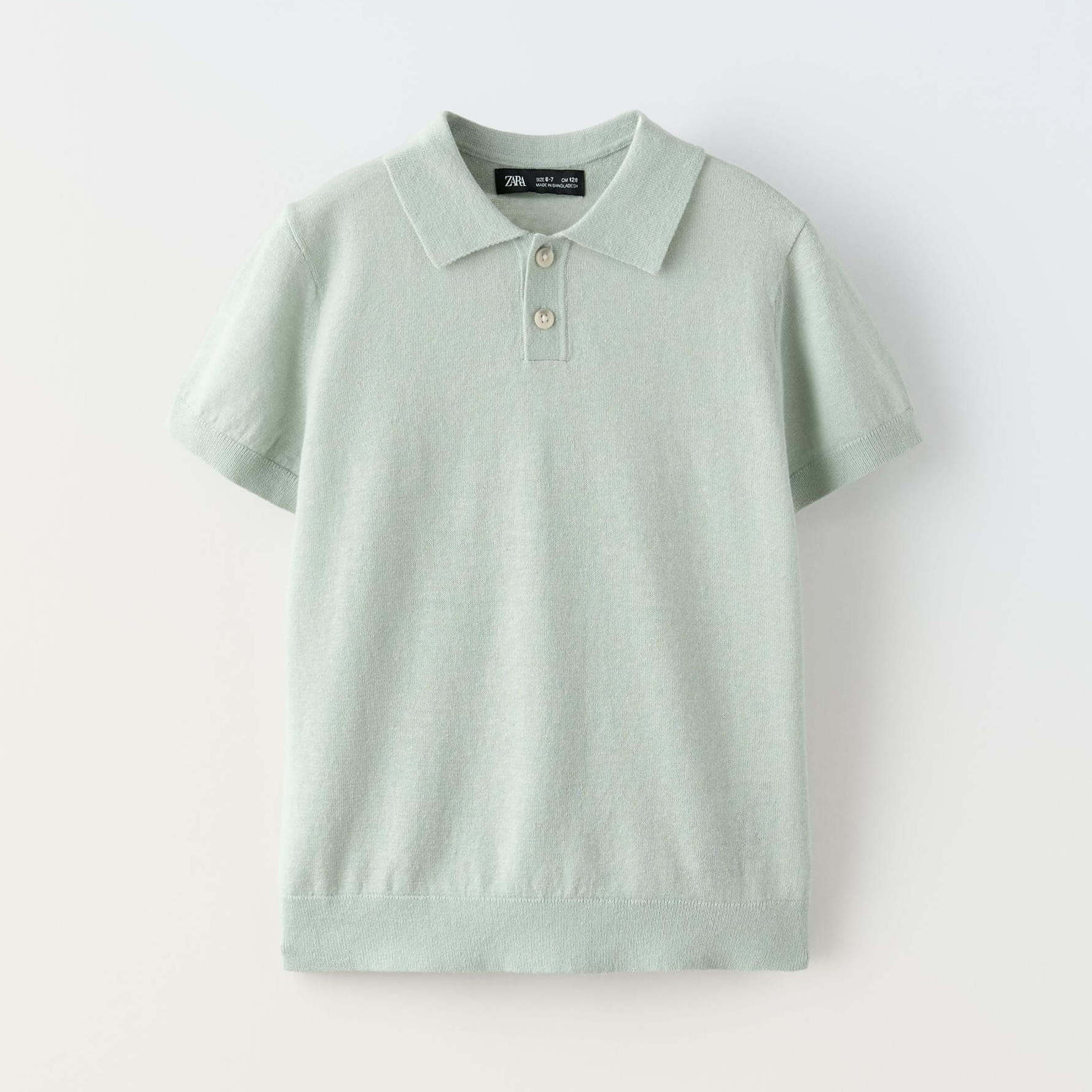 Рубашка-поло Zara Linen Blend Knit, голубой