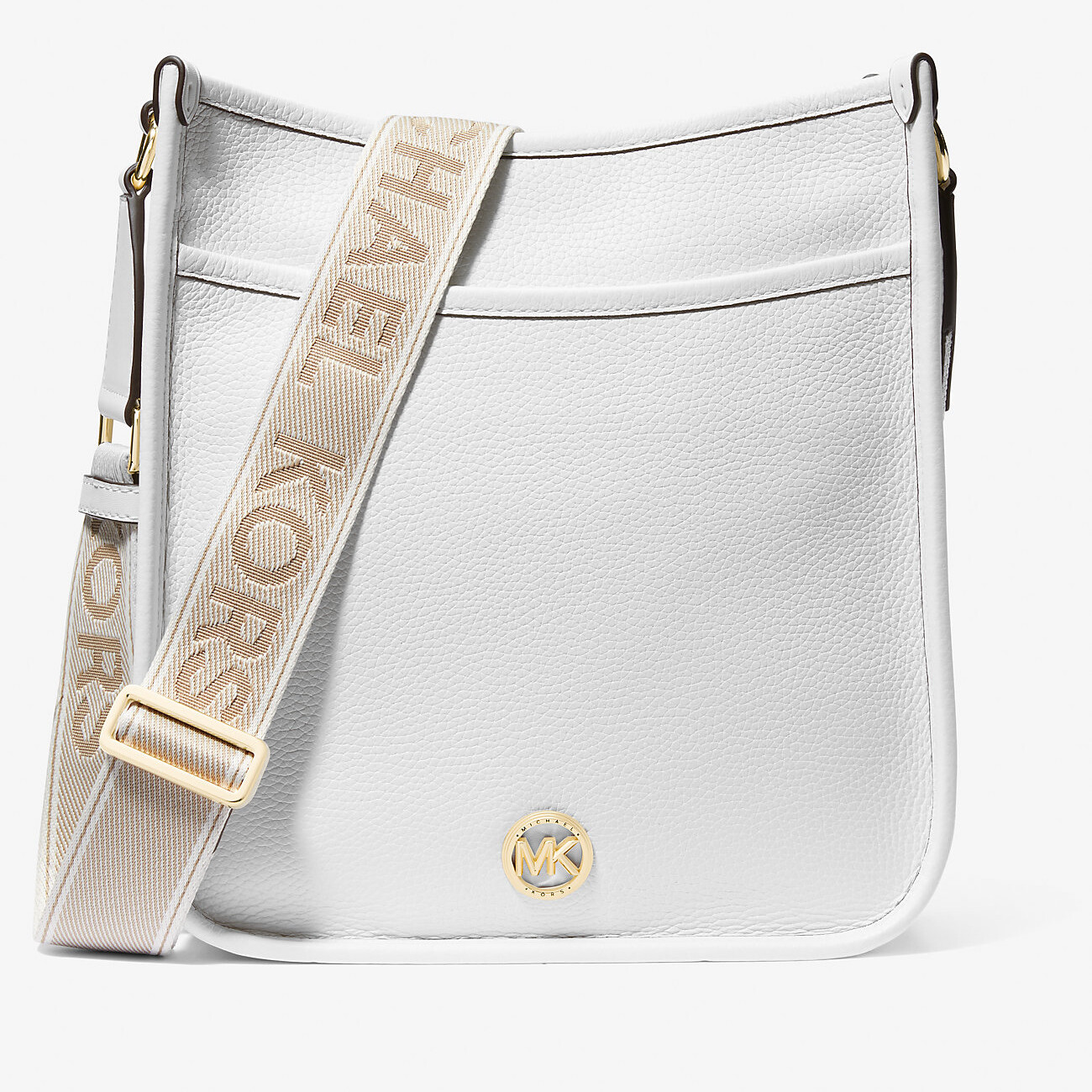 Сумка Michael Michael Kors Luisa Large Pebbled Leather Messenger, белый