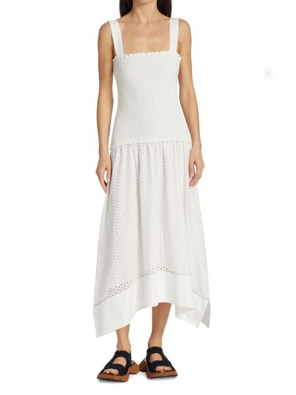 

Платье миди Broderie Anglaise Proenza Schouler White Label, белый