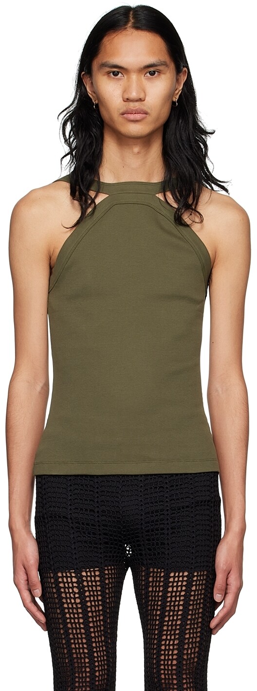 

Хлопковая майка цвета хаки Dion Lee