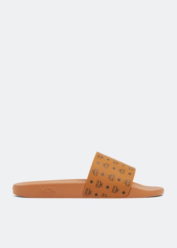 

Шлепанцы MCM Monogram slides, коричневый