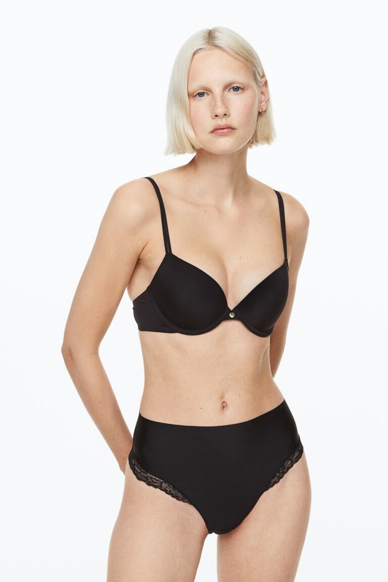 

Легкие утягивающие трусы-стринги из двух пар H&M, черный