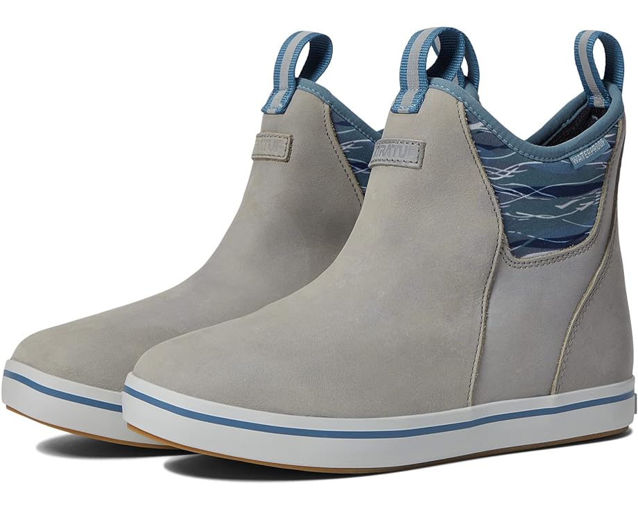 Ботинки XTRATUF Leather Ankle Deck Boot, цвет Gray/Isa Dolphin/Blue Mirage/Waveprint