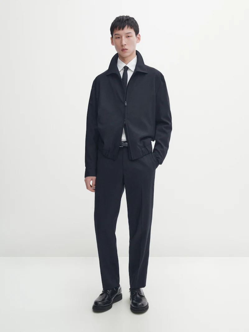 

Рубашка узкого кроя из хлопкового поплина Massimo Dutti, белый