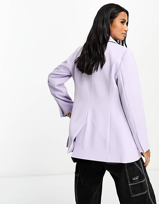

Сиреневый двубортный пиджак оверсайз Miss Selfridge Petite - LILAC