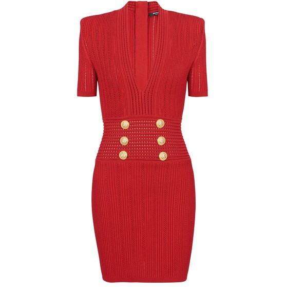 

Сетчатое платье Balmain, красный
