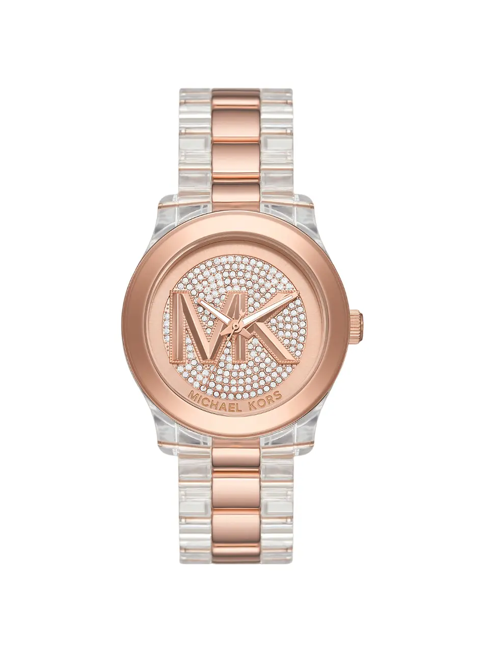 

Часы Michael Kors Runway Pavé Rose Gold-Tone and Acetate, прозрачный