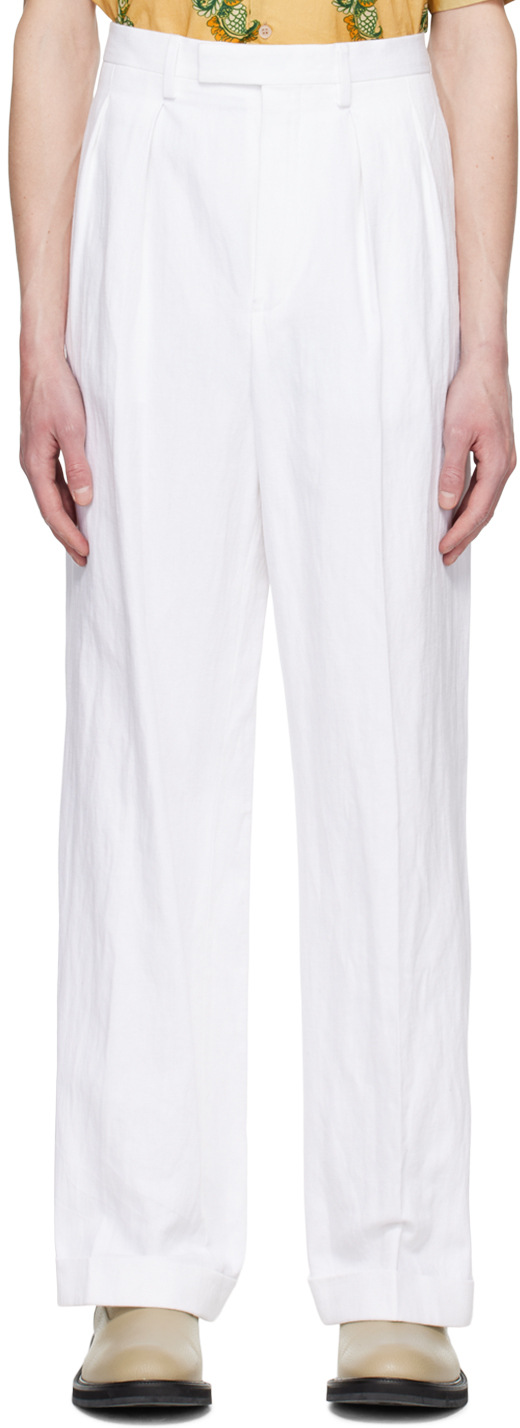 цена Белые брюки со складками Dries Van Noten