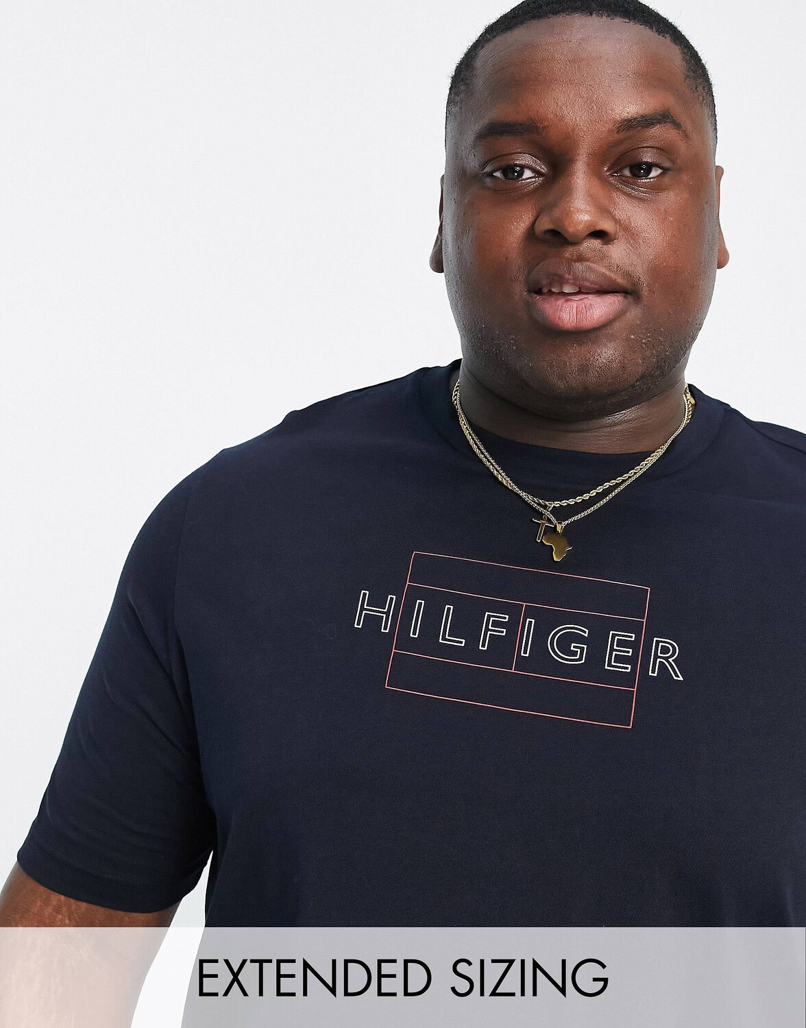 

Темно-синяя футболка с логотипом Tommy Hilfiger Big & Tall linear, Синий