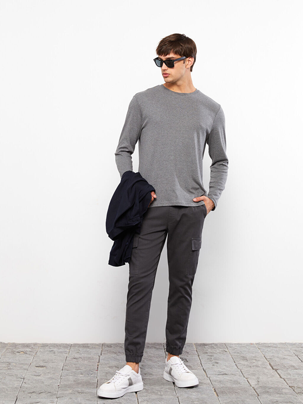 

Мужская футболка с круглым вырезом и длинными рукавами LCW Casual