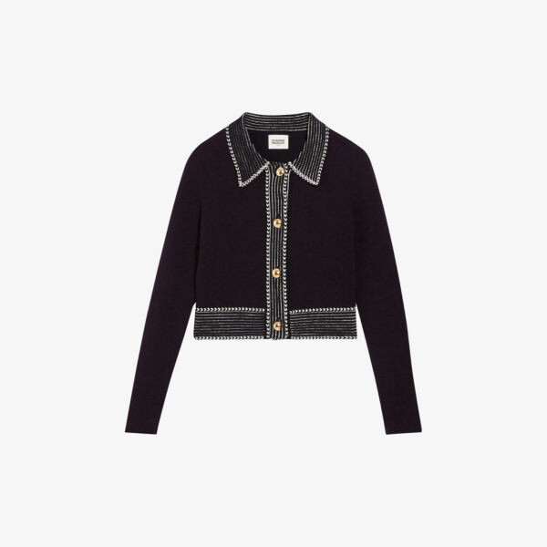 

Укороченный кардиган эластичной вязки с воротником Miac Claudie Pierlot, цвет bleus