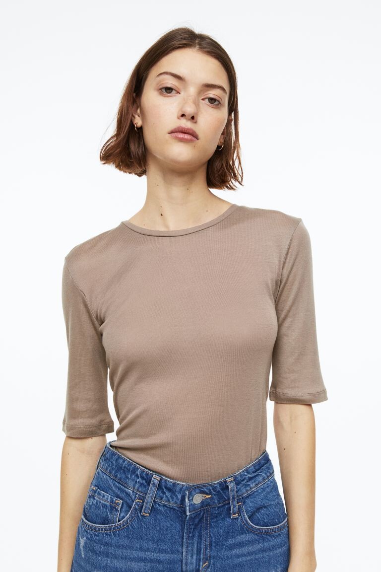 

Лиоцелл футболка H&M, темно-бежевый