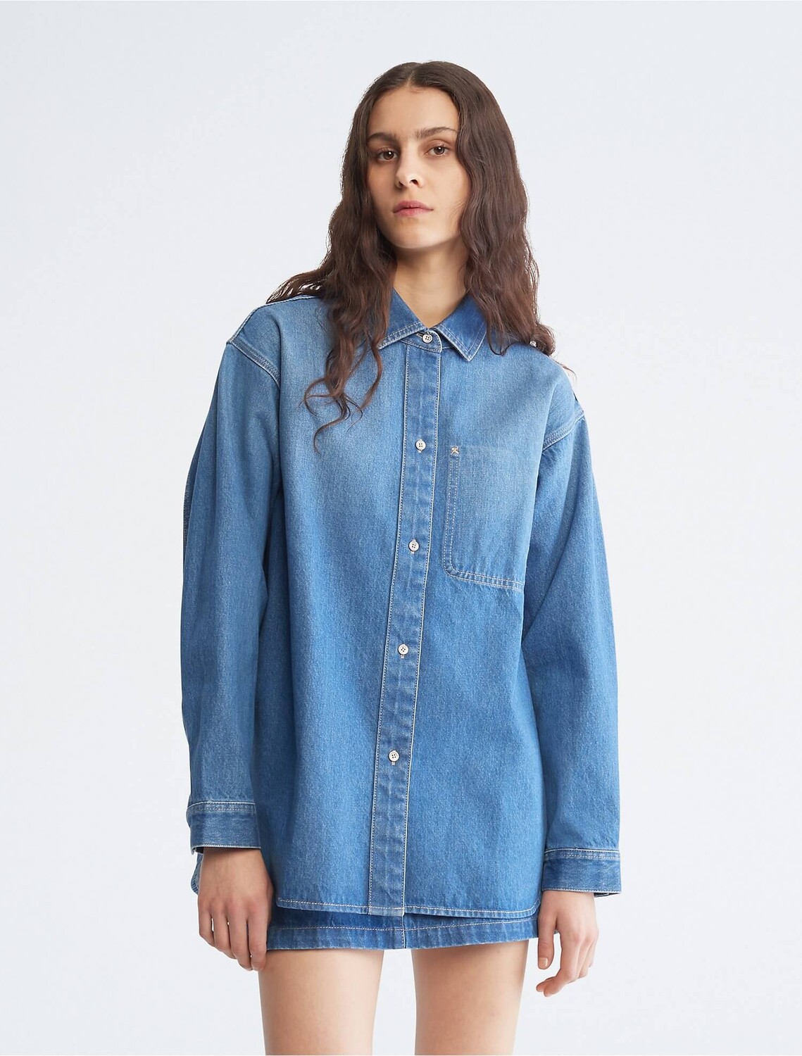

Куртка-рубашка Calvin Klein Sunbleached Denim, голубой