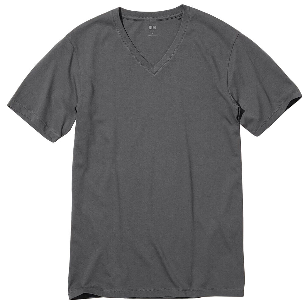 

Футболка Uniqlo Supima Cotton V-Neck Short-Sleeve, серый