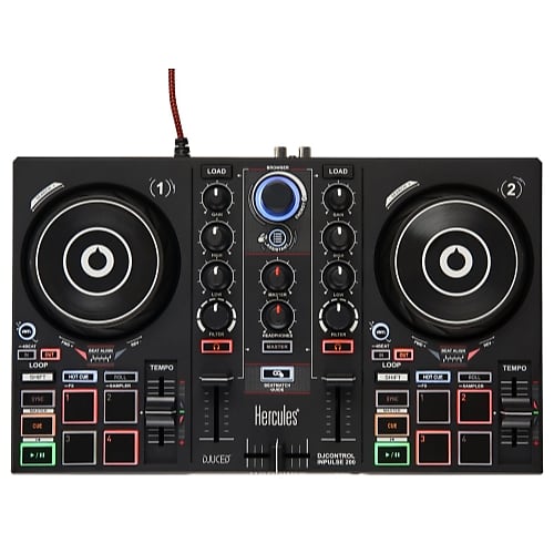 

Диджейский контроллер Hercules DJ Control Inpulse 200 со встроенной звуковой картой и IMA AMS-DJCONTROL-INPULSE-200